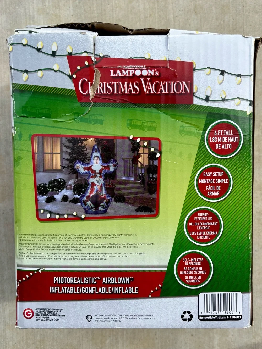 Gemmy Christmas Vacation Clark Griswold Electrocuted 6ft Airblown Inflatable